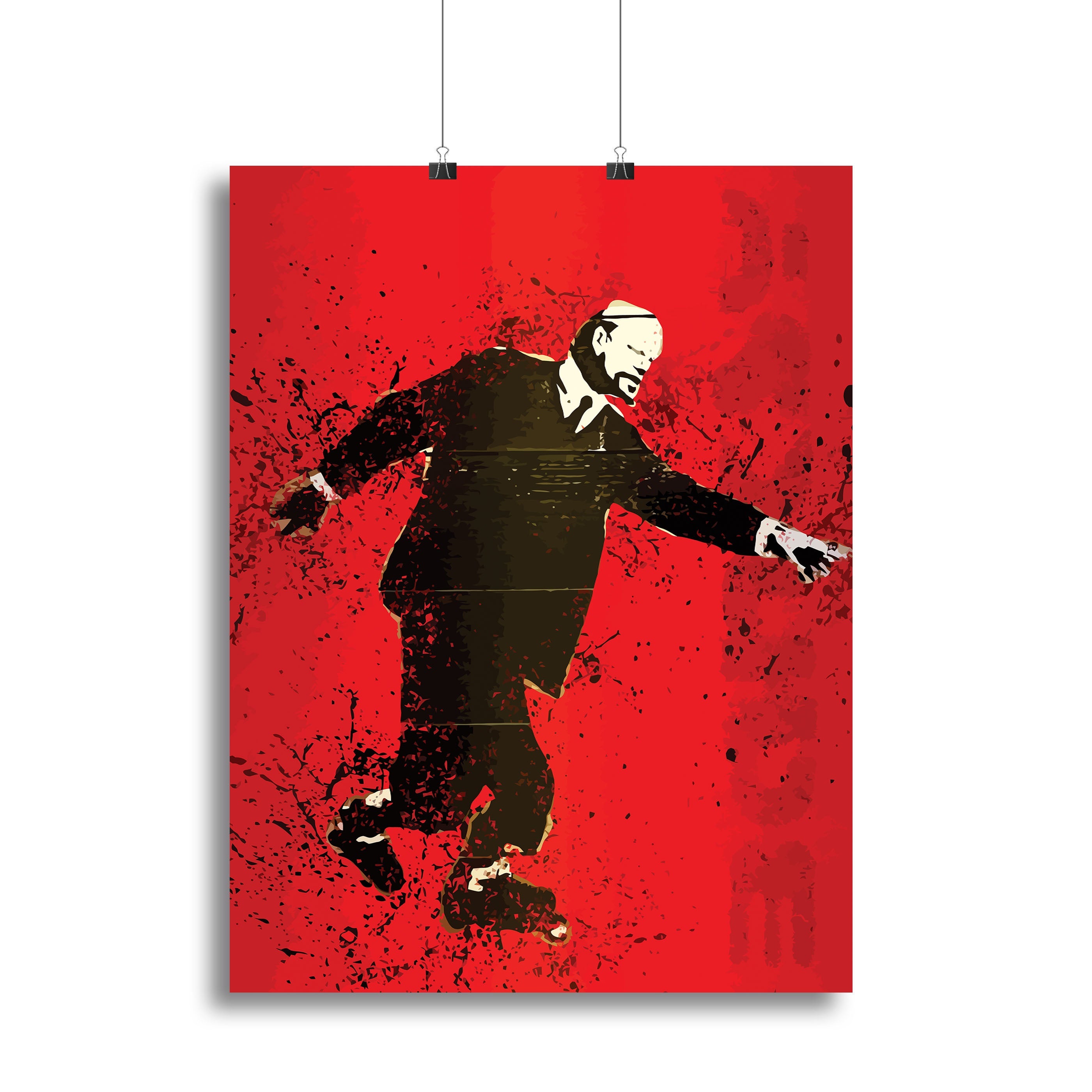 Banksy Lenin on Roller Blades canvas print showcasing vibrant colors and unique design.