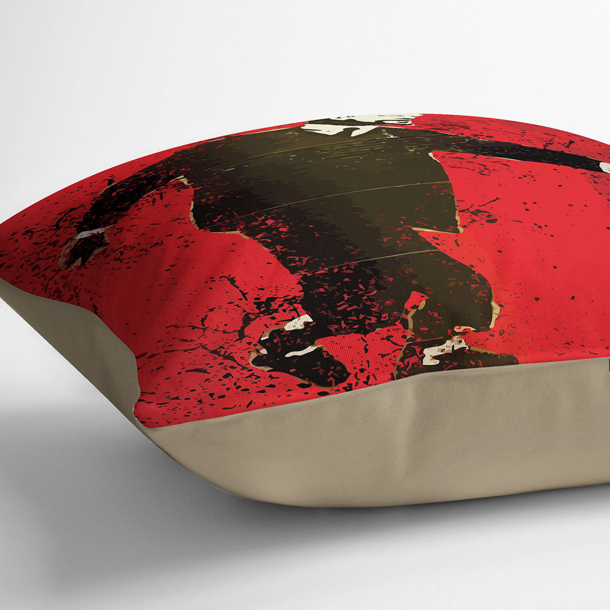 Banksy Lenin on Roller Blades Cushion featuring vibrant colors and luxurious vegan faux suede fabric, perfect for home decor.