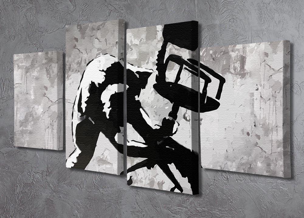 Banksy London Calling 4 Split Panel Canvas artwork featuring four panels that create a cohesive design, ideal for modern decor.