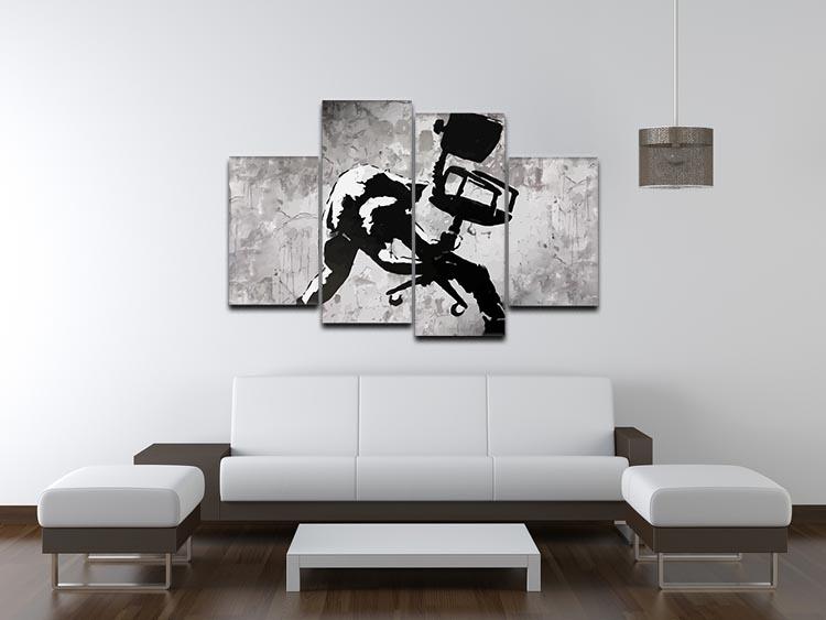 Banksy London Calling 4 Split Panel Canvas artwork featuring four panels that create a cohesive design, ideal for modern decor.