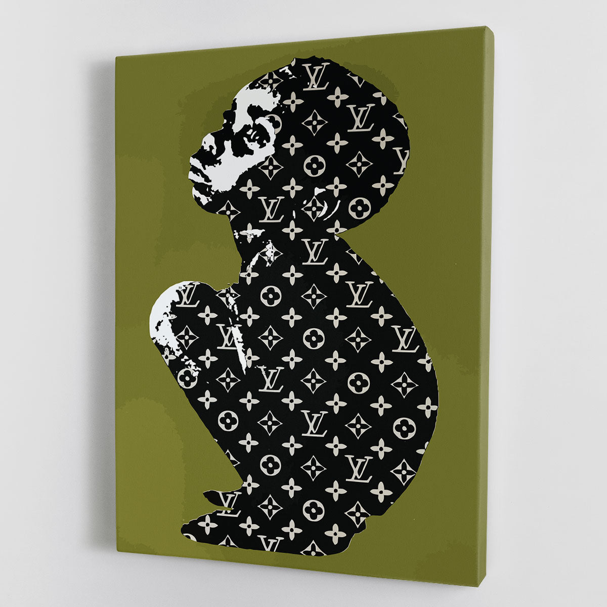 Banksy Louis Vuitton Kid canvas print featuring iconic street art style with luxury branding elements.