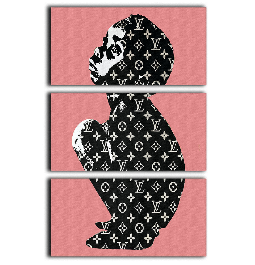Banksy Louis Vuitton Kid Red 3 Split Panel Canvas Print featuring vibrant colors and modern art style.