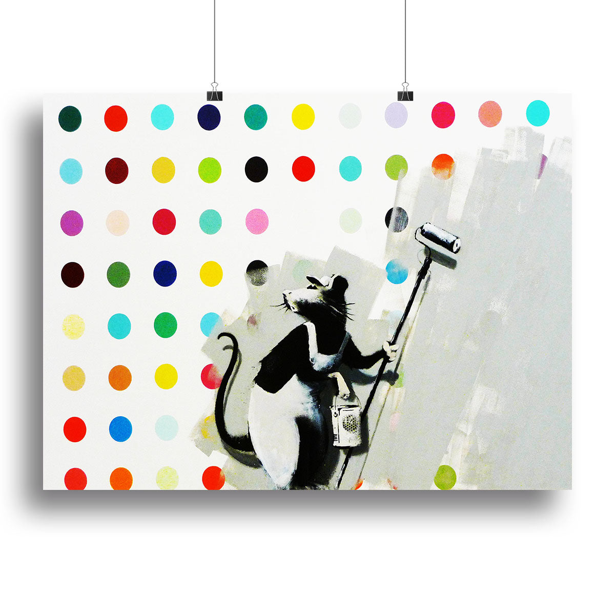 Banksy LSD Damien Hirst canvas print featuring vibrant colors and intricate details, perfect for modern decor.