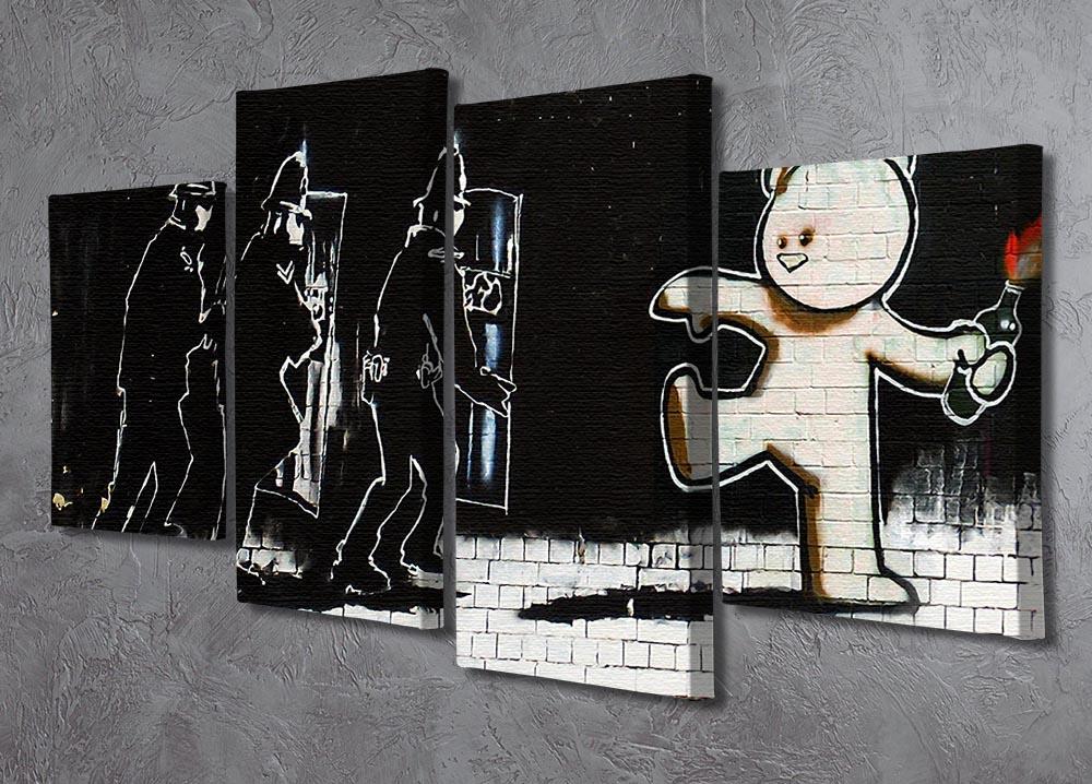 Banksy Mild Mild West 4 Split Panel Canvas artwork featuring four equal sections creating a cohesive image.
