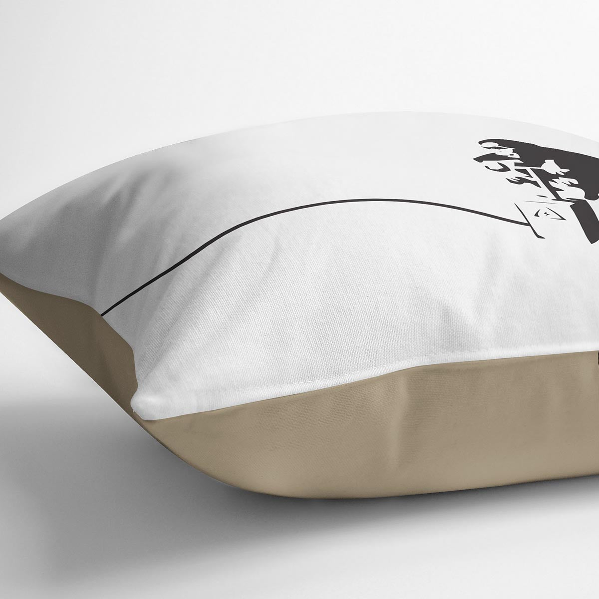 Banksy Monkey Banana Bomb Cushion featuring vibrant abstract design on luxurious vegan faux suede.