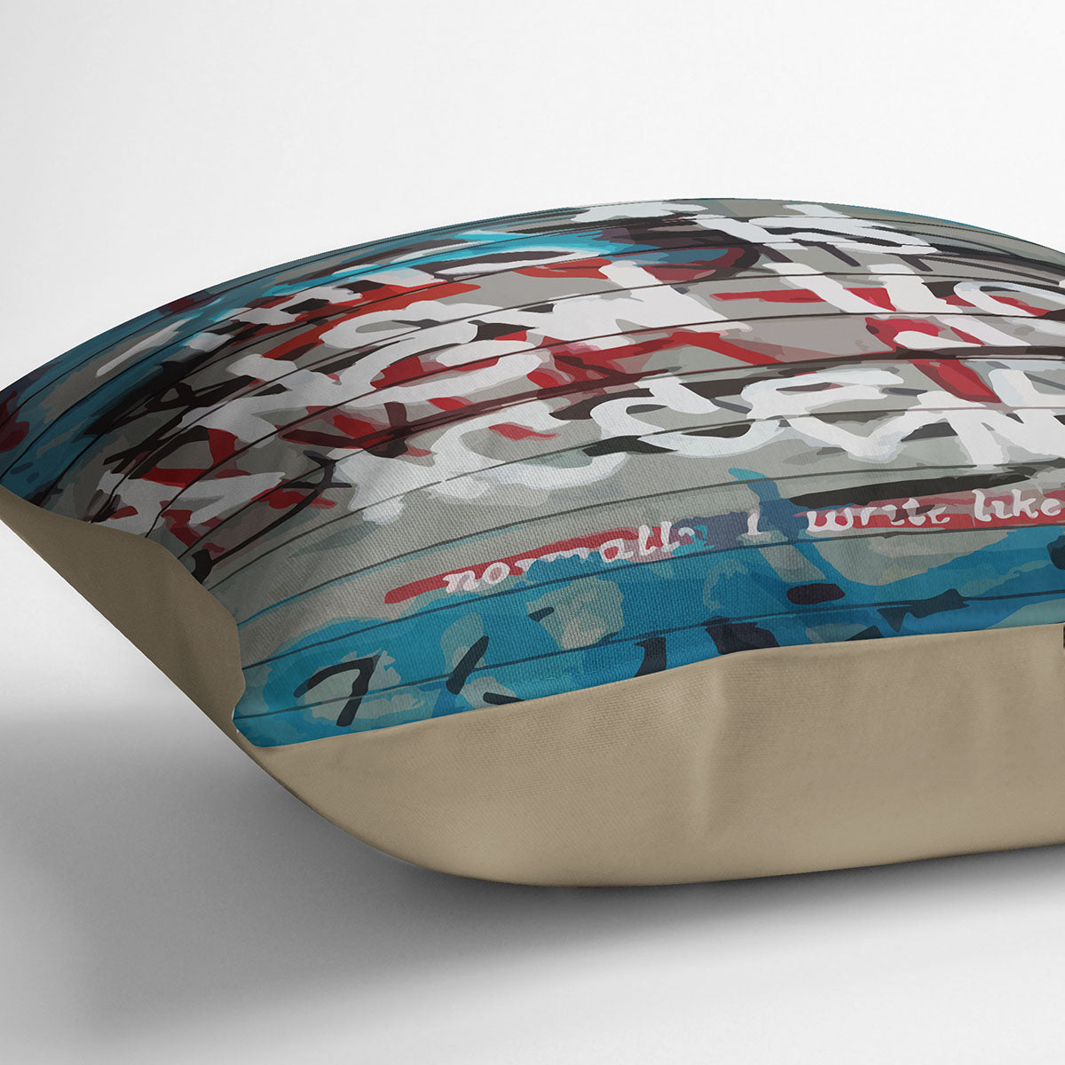 Banksy New York Accent Cushion featuring vibrant abstract designs on luxurious vegan faux suede, perfect for home decor.