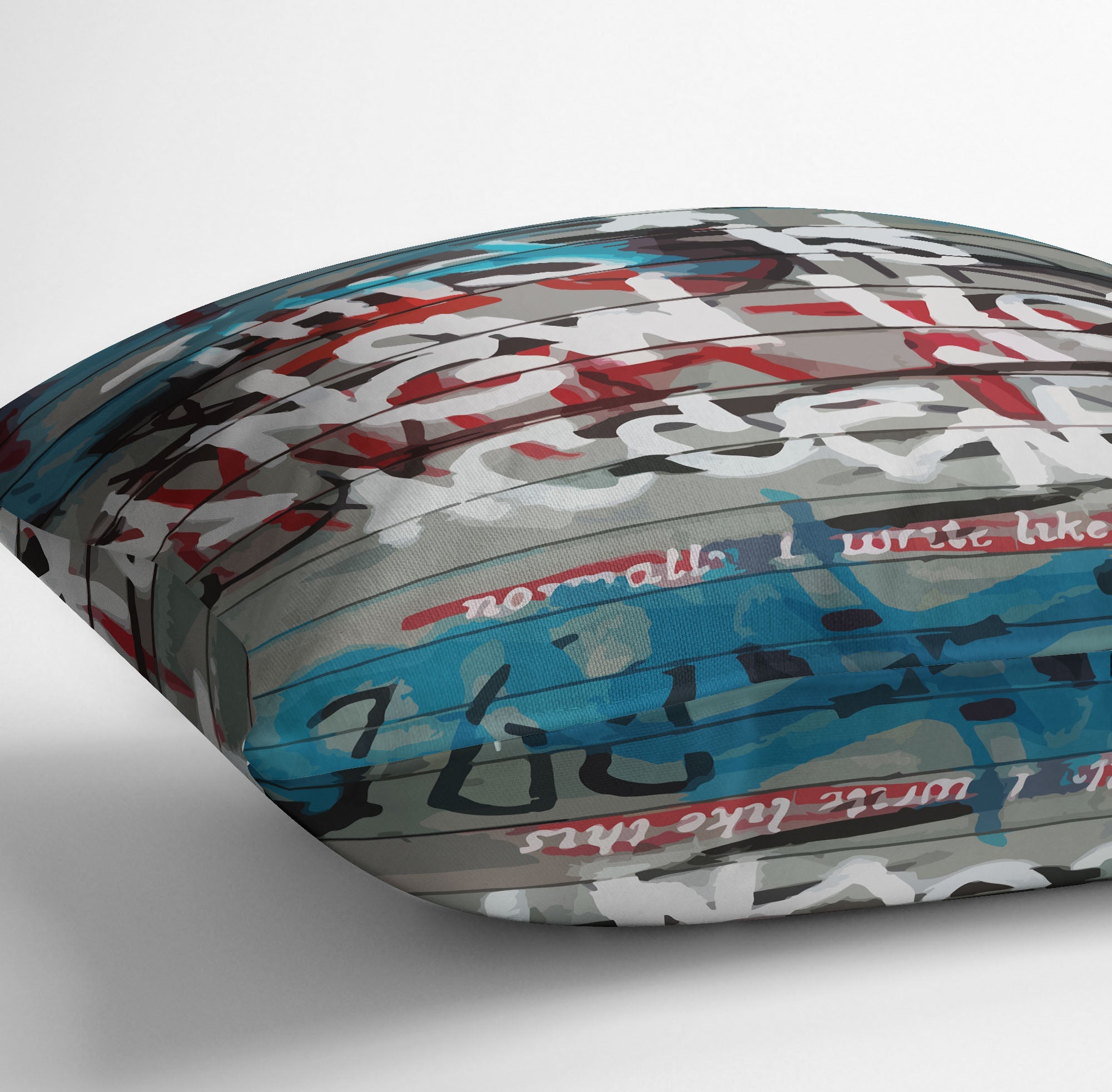 Banksy New York Accent Cushion featuring vibrant abstract designs on luxurious vegan faux suede, perfect for home decor.