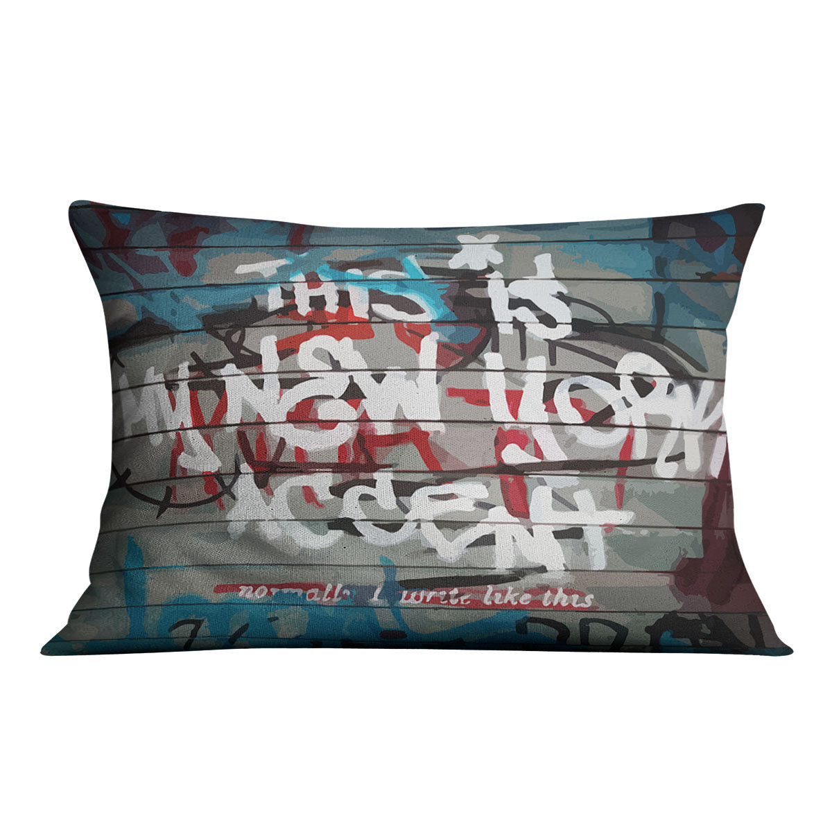Banksy New York Accent Cushion featuring vibrant abstract designs on luxurious vegan faux suede, perfect for home decor.