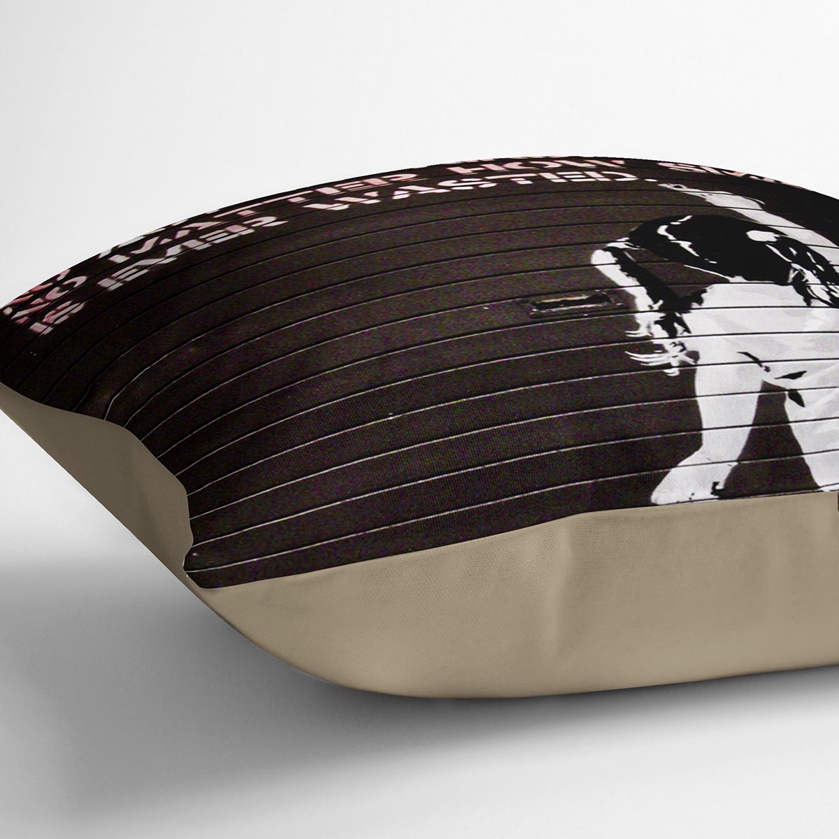 Banksy No Kindness Cushion featuring vibrant abstract design on luxurious vegan faux suede, perfect for home decor.