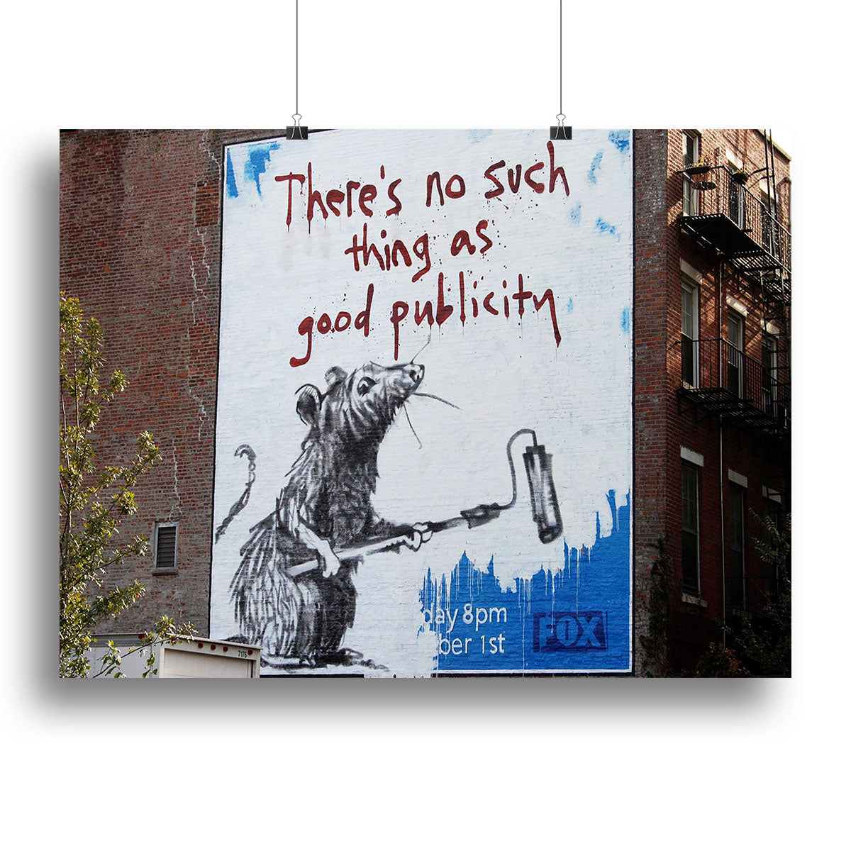 Banksy No Such Thing As Good Publicity canvas print featuring bold street art style, perfect for modern decor.