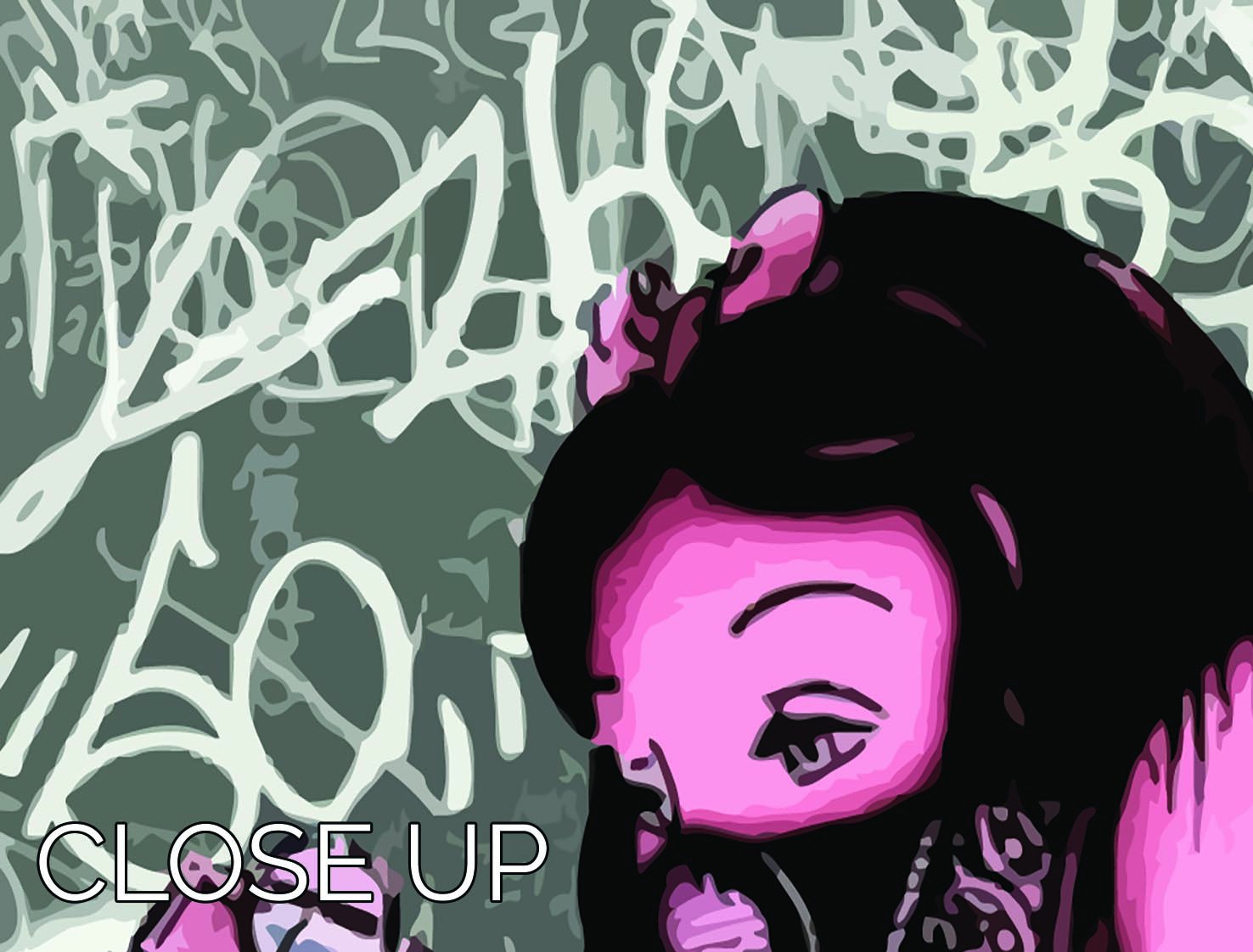 Banksy Snow White Grenade 3 Split Panel Canvas Print featuring vibrant colors and modern art design, perfect for home decor.