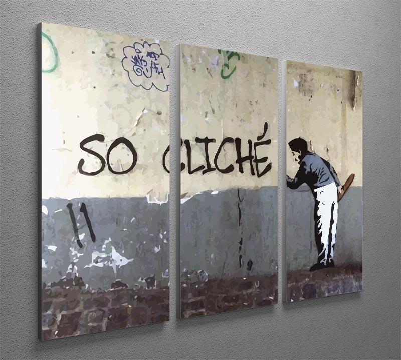 Banksy So Cliche 3 Split Panel Canvas Print featuring modern art design, perfect for home or office decor.
