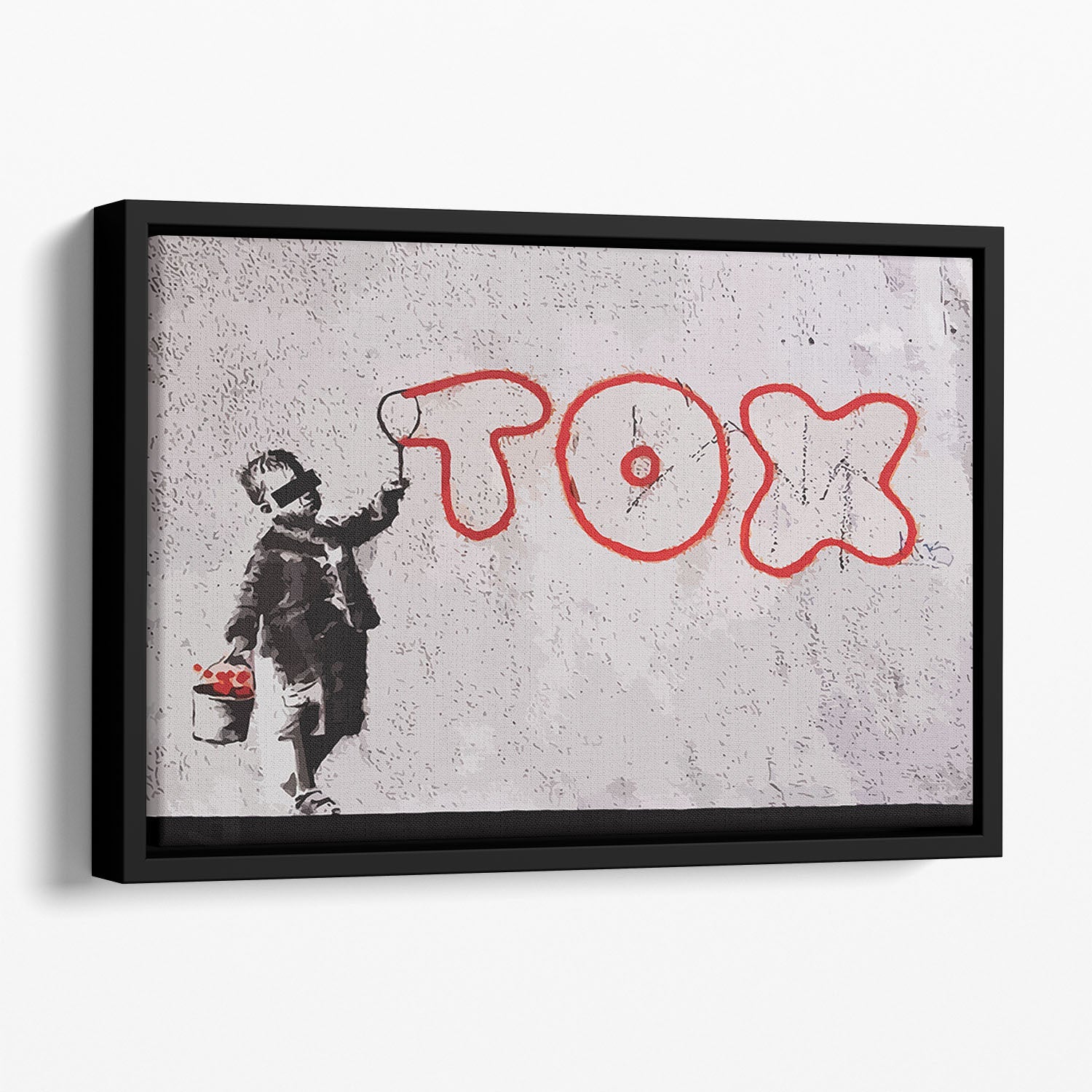 Banksy Tax Floating Framed Canvas featuring vibrant abstract design in a handcrafted wooden frame, perfect for modern home decor.