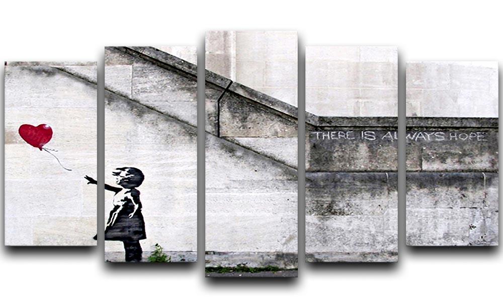 Banksy There is Always Hope 5 Split Panel Canvas artwork featuring a split design with a powerful message of hope.