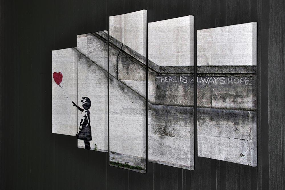 Banksy There is Always Hope 5 Split Panel Canvas artwork featuring a split design with a powerful message of hope.
