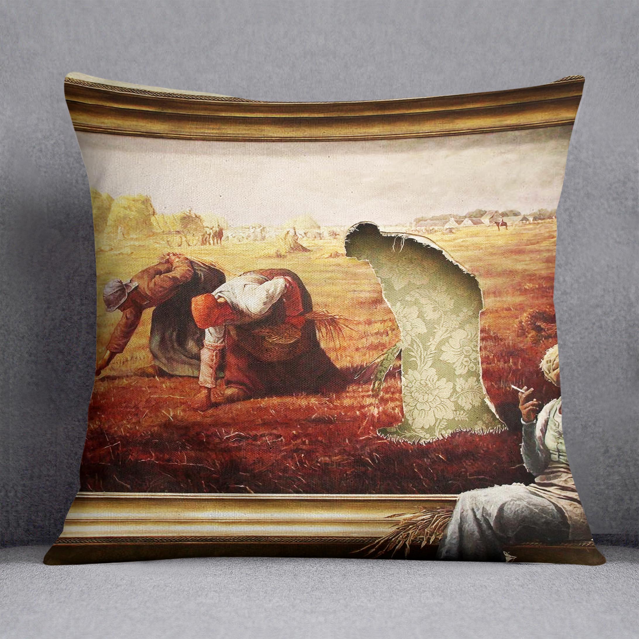 Banksy Time Out Cushion featuring vibrant abstract designs on luxurious vegan faux suede, perfect for home decor.