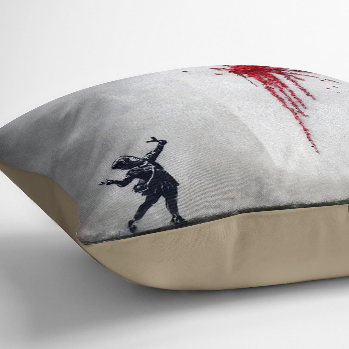 Banksy Valentines Day Marsh Lane Cushion featuring vibrant abstract design on luxurious vegan faux suede.