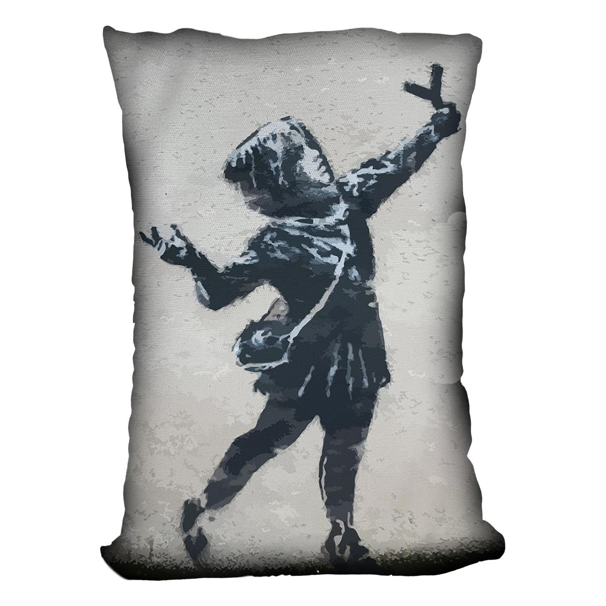 Banksy Valentines Day Marsh Lane Cushion featuring vibrant abstract design on luxurious vegan faux suede.
