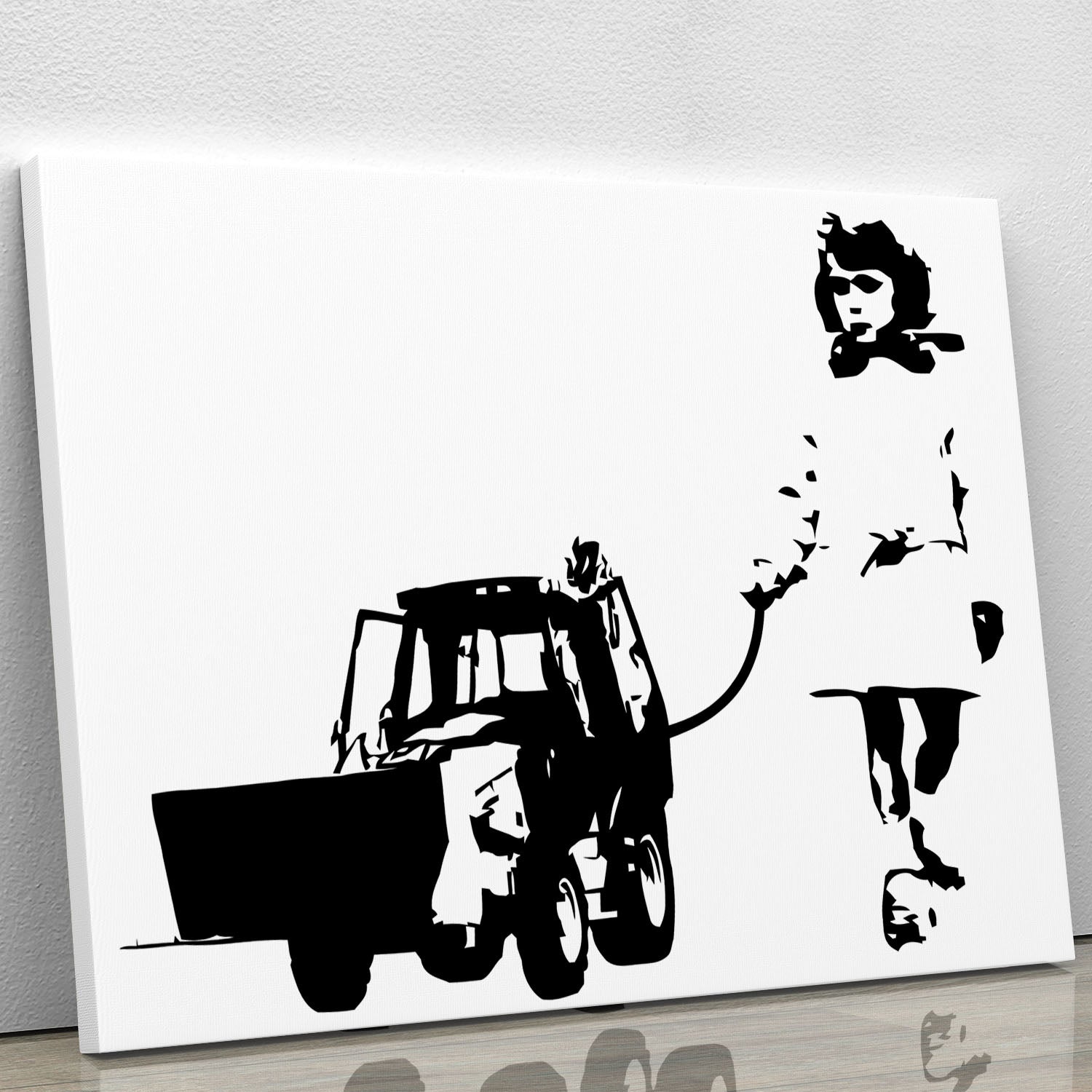 Banksy Walking The Cat canvas print featuring a whimsical cat illustration, perfect for modern decor.