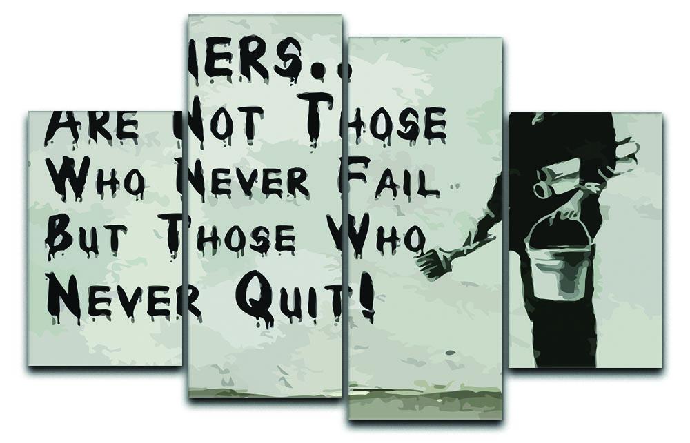 Banksy Winners Are Not 4 Split Panel Canvas artwork featuring four panels that create a cohesive image, perfect for modern decor.