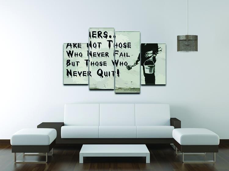 Banksy Winners Are Not 4 Split Panel Canvas artwork featuring four panels that create a cohesive image, perfect for modern decor.