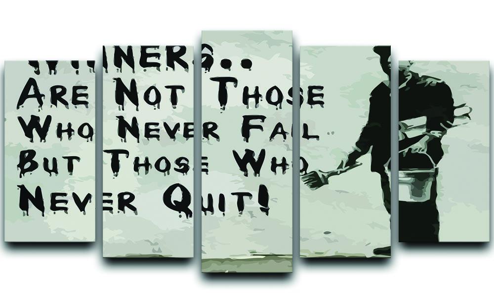 Banksy Winners Are Not 5 Split Panel Canvas artwork featuring a dynamic split design across five panels.