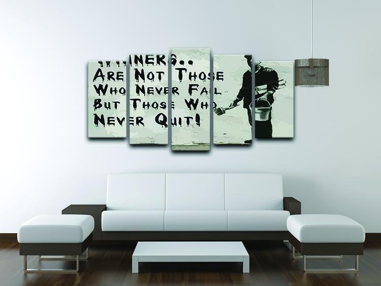 Banksy Winners Are Not 5 Split Panel Canvas artwork featuring a dynamic split design across five panels.