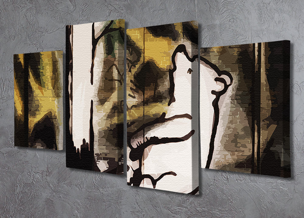 Banksy Winnie the Pooh Bear Trap 4 Split Panel Canvas artwork featuring a whimsical bear trap design across four panels.