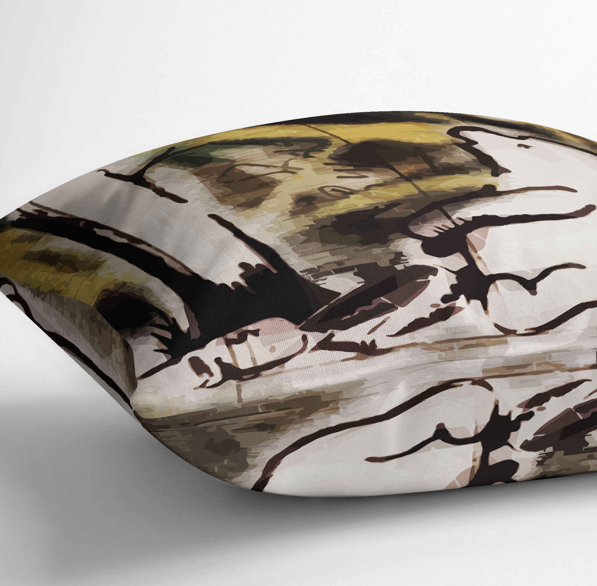 Banksy Winnie the Pooh Bear Trap Cushion featuring vibrant colors and plush vegan faux suede material.