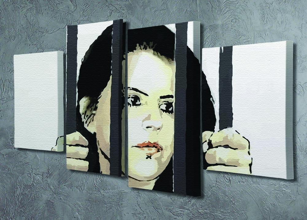 Banksy Zehra Dogan 4 Split Panel Canvas artwork featuring vibrant colors and dynamic design, perfect for modern decor.