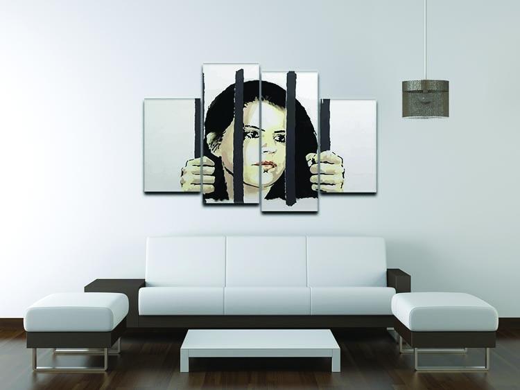 Banksy Zehra Dogan 4 Split Panel Canvas artwork featuring vibrant colors and dynamic design, perfect for modern decor.