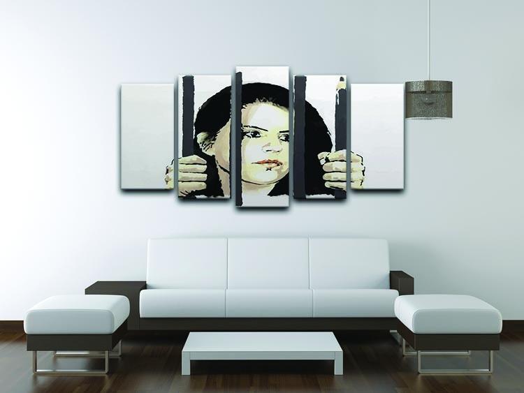 Banksy Zehra Dogan 5 Split Panel Canvas artwork featuring vibrant colors and dynamic design, perfect for modern decor.