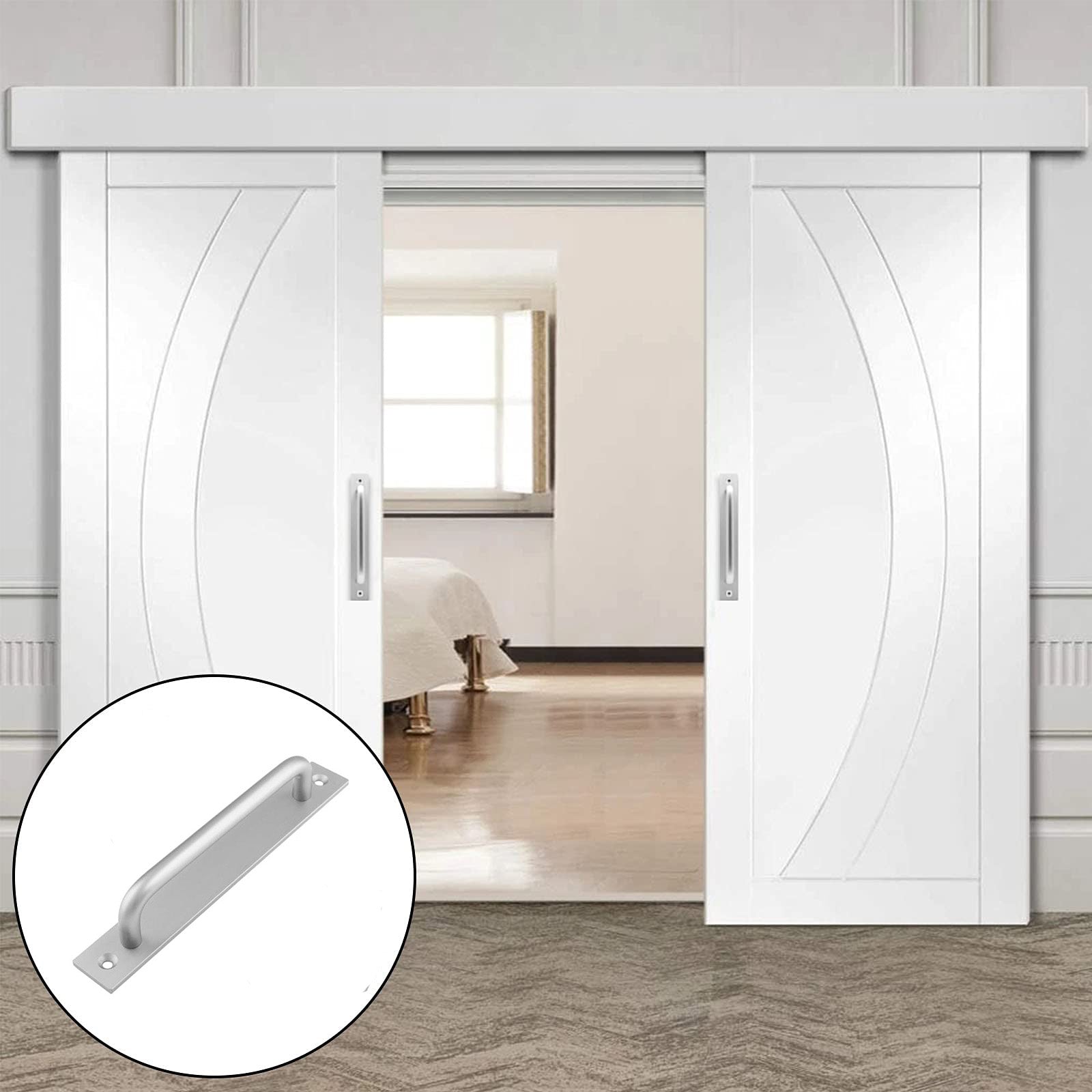 Stylish black matte barn door handle made of high-quality alloy, suitable for various cabinet and door types.