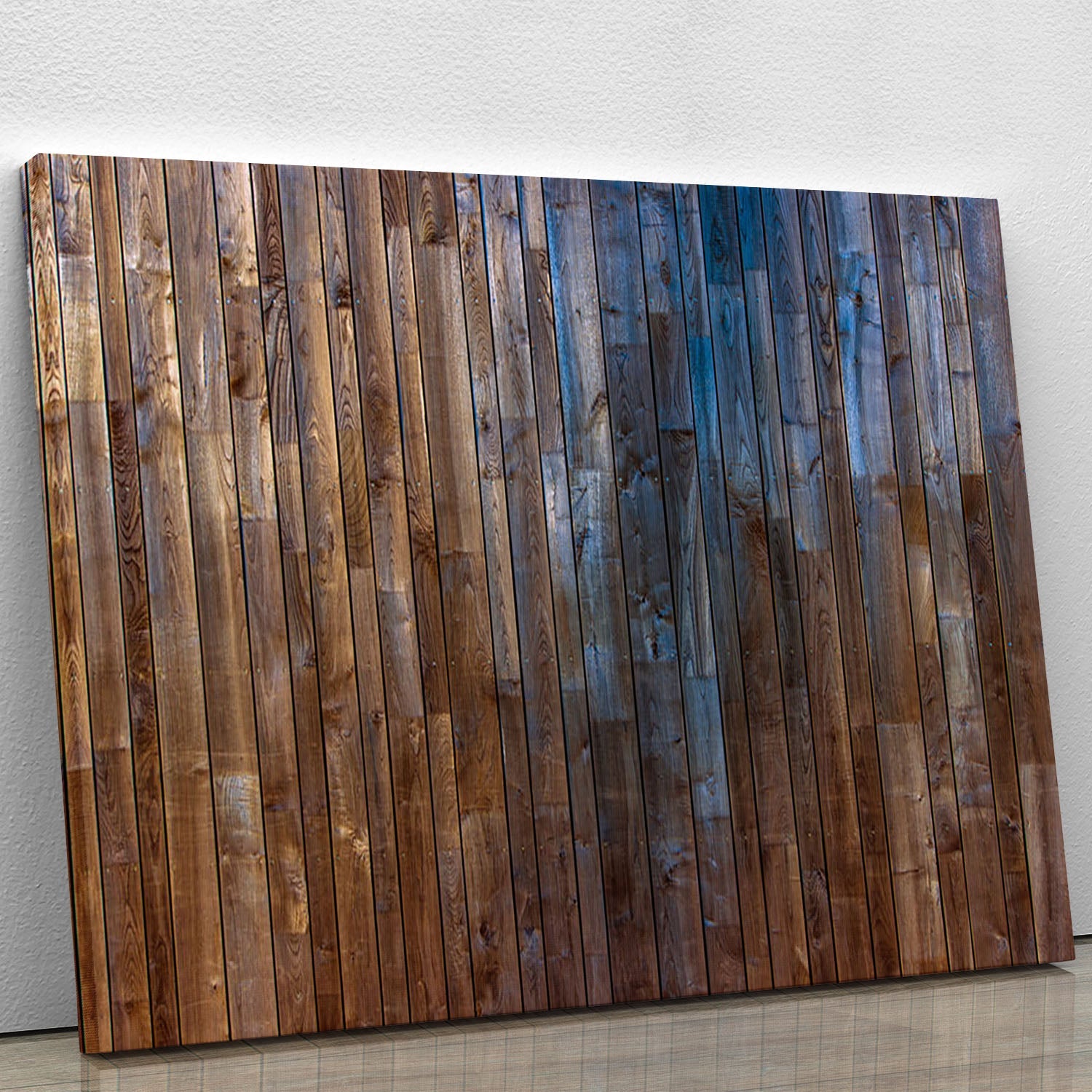 A rustic barn wood wall background canvas print showcasing natural textures and warm tones, perfect for home or office decor.