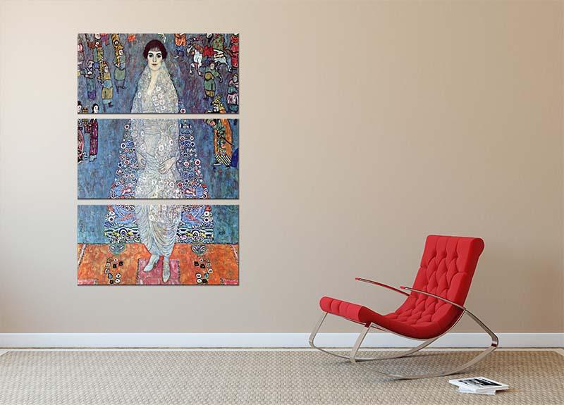 Baroness Elizabeth by Klimt 3-panel canvas print showcasing elegant artwork in a modern setting.