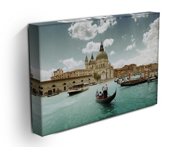 Canvas print of Basilica Santa Maria della Salute on a sunny day, showcasing its architectural beauty and vibrant colors.