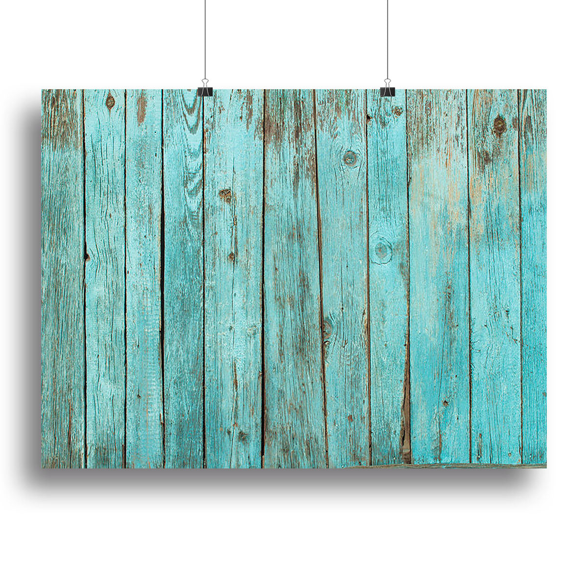 Battered old wooden blue canvas print showcasing rustic charm and artistic design, perfect for home or office decor.