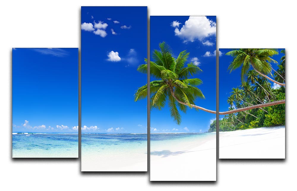 A beautiful Beach 4 Split Panel Canvas artwork featuring serene coastal imagery divided into four panels.
