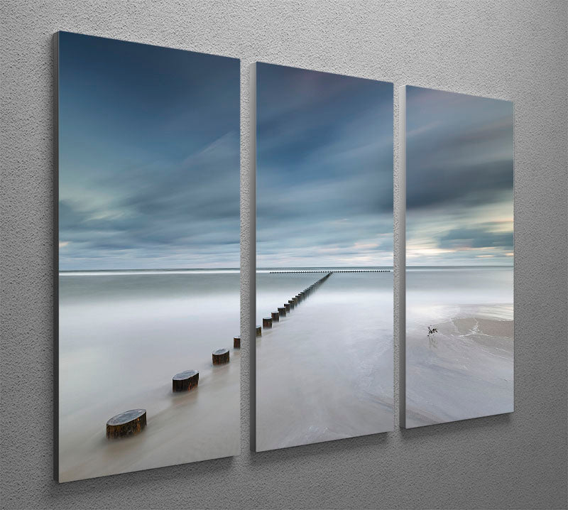 Beach and sky themed 3-panel canvas print showcasing serene ocean and sky views.