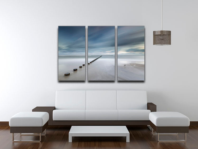 Beach and sky themed 3-panel canvas print showcasing serene ocean and sky views.