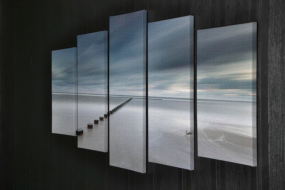 A stunning 5-split canvas artwork featuring a vibrant beach and sky scene, divided into five panels for a dynamic display.