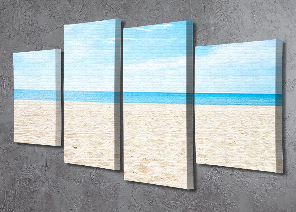 A vibrant 4-split canvas artwork featuring a serene beach background, showcasing four equal panels that create a cohesive beach scene.