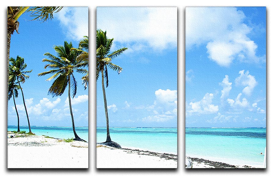 A beautiful 3-panel canvas print depicting serene beach scenes, showcasing vibrant colors and intricate details.