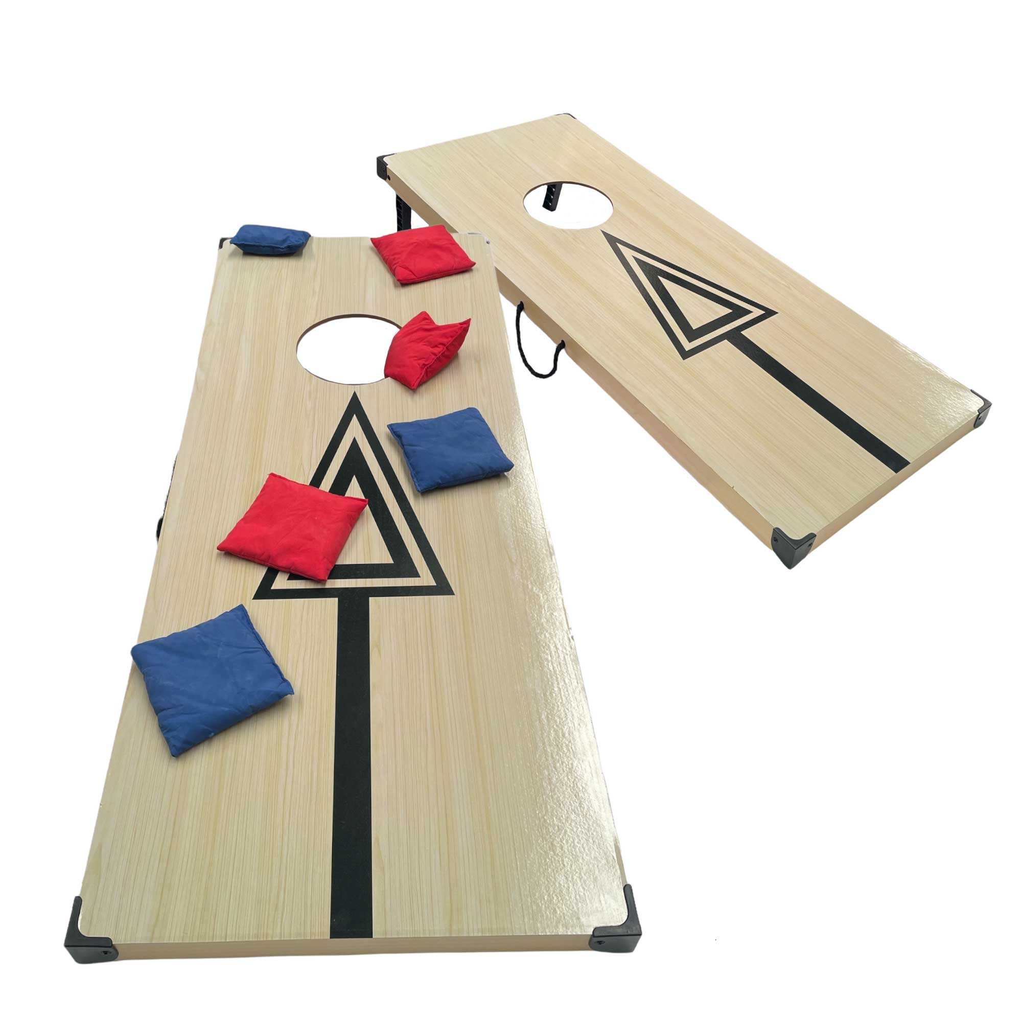Bean Bag Toss Cornhole set featuring two boards and eight colorful bean bags for outdoor fun.