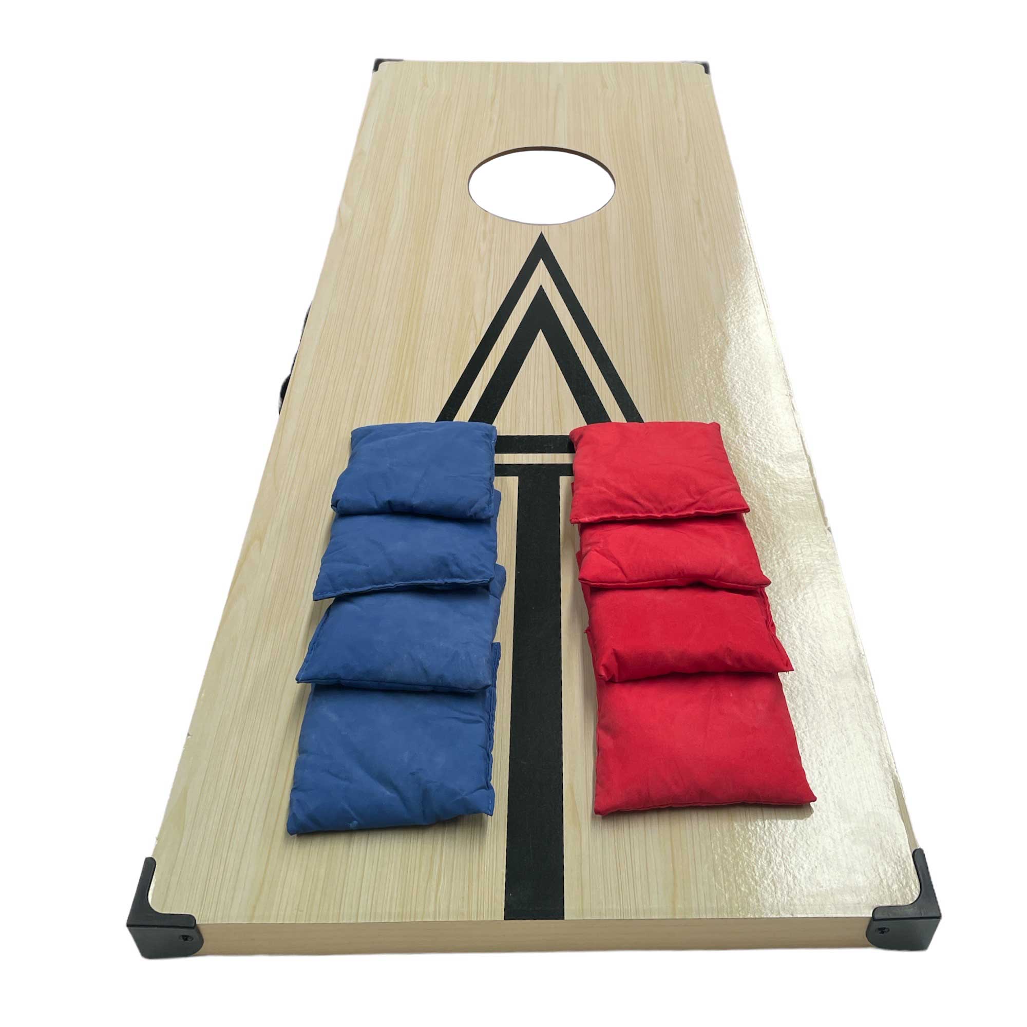 Bean Bag Toss Cornhole set featuring two boards and eight colorful bean bags for outdoor fun.