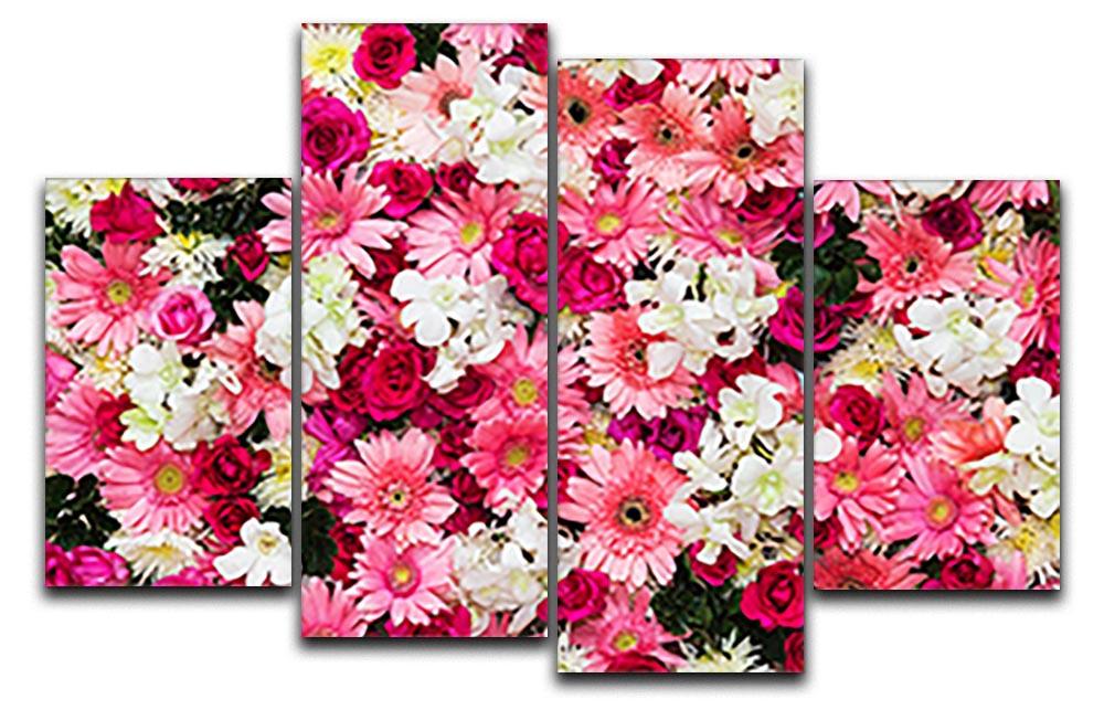 Beautiful Flowers 4 Split Panel Canvas artwork featuring vibrant floral designs, ideal for wedding decor.