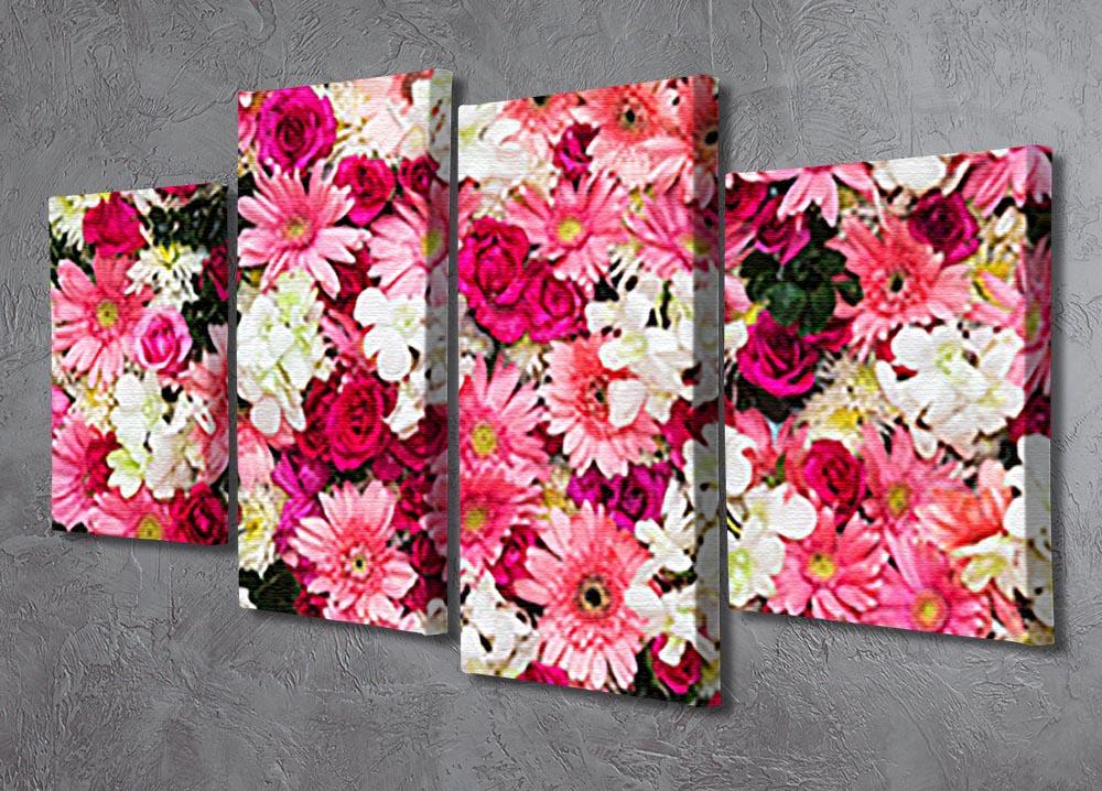 Beautiful Flowers 4 Split Panel Canvas artwork featuring vibrant floral designs, ideal for wedding decor.