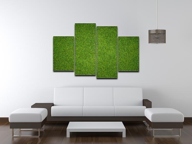 Beautiful green grass artwork displayed on a 4 split panel canvas, showcasing vibrant colors and a dynamic design.
