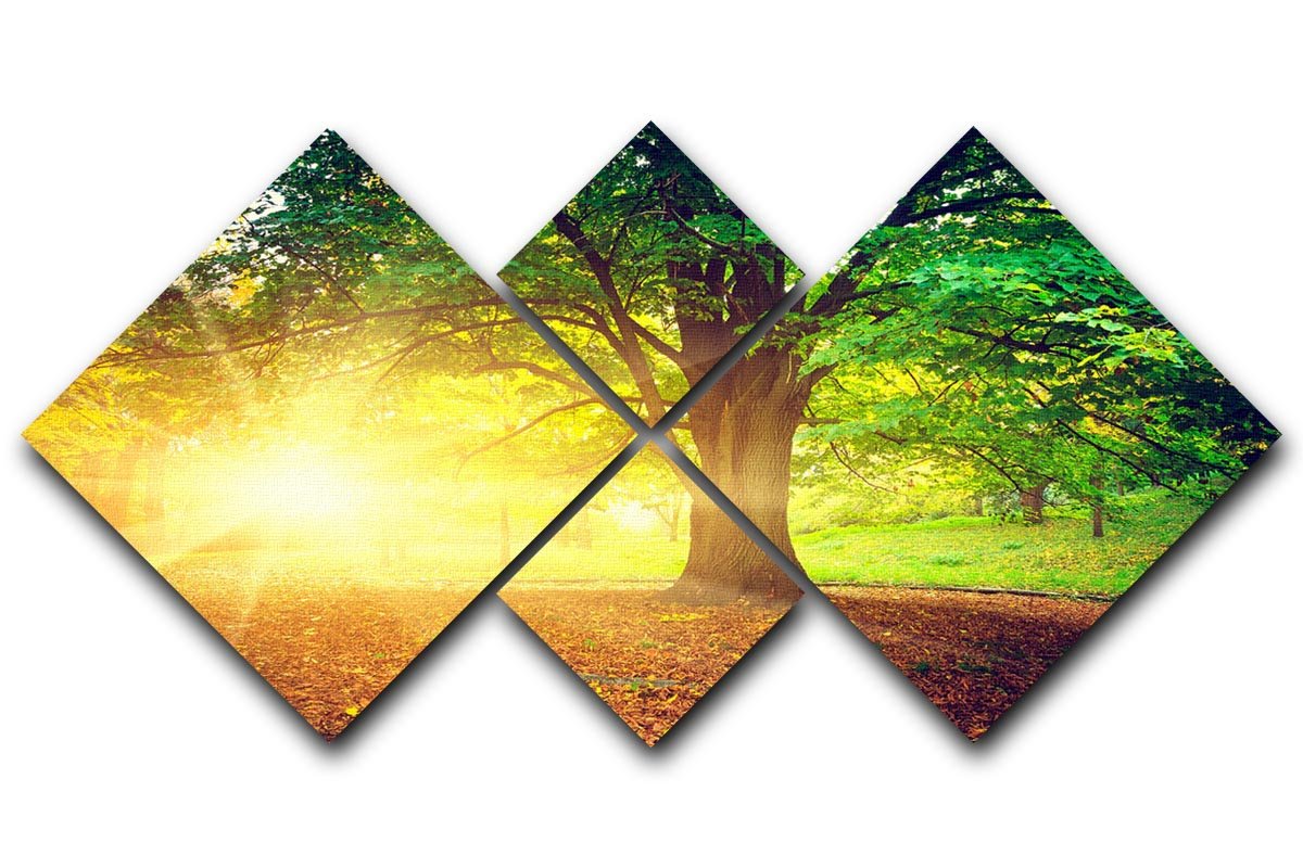 Beautiful Park 4 Square Multi Panel Canvas artwork featuring serene nature scenes divided into four equal panels.
