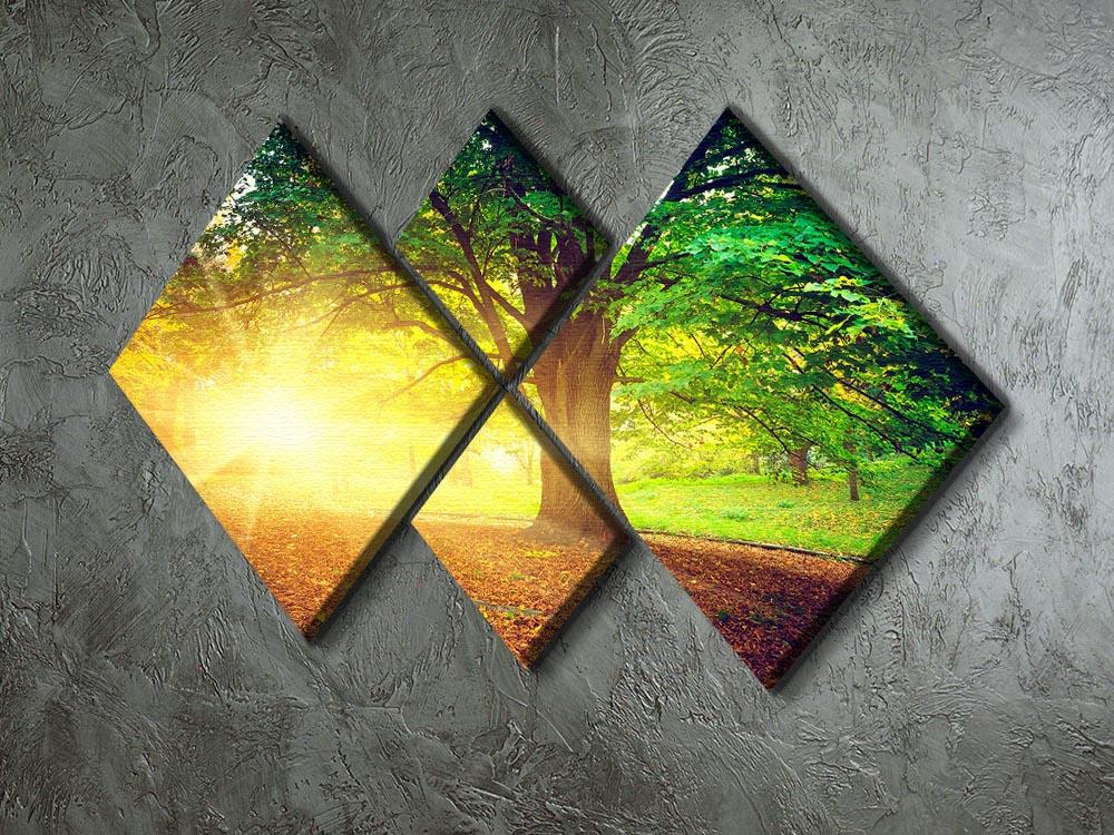 Beautiful Park 4 Square Multi Panel Canvas artwork featuring serene nature scenes divided into four equal panels.